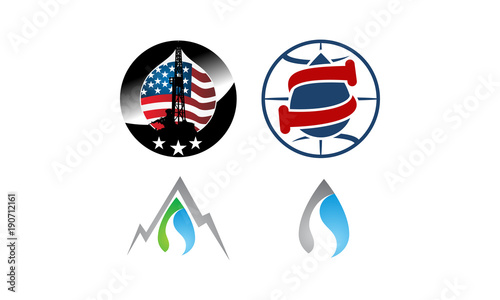 Water Fire Flame Gas Oil Set