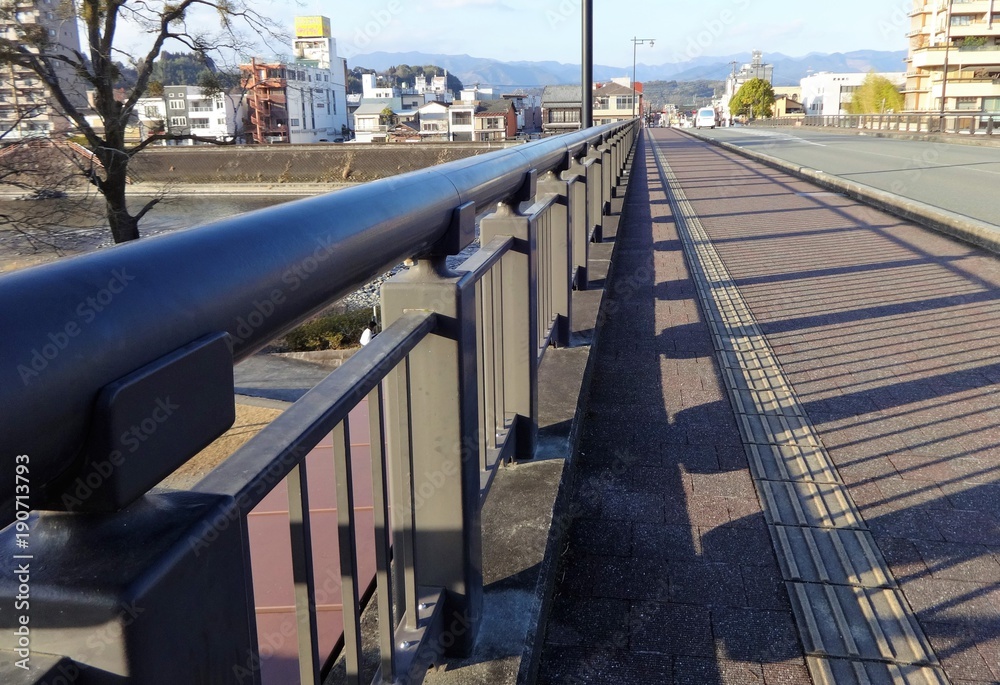 A bridge over Kuma River in city of Hitoyoshi, Japan
