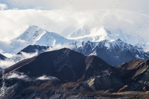 Rising out of the fog, Mt. Denali rises above the rest.