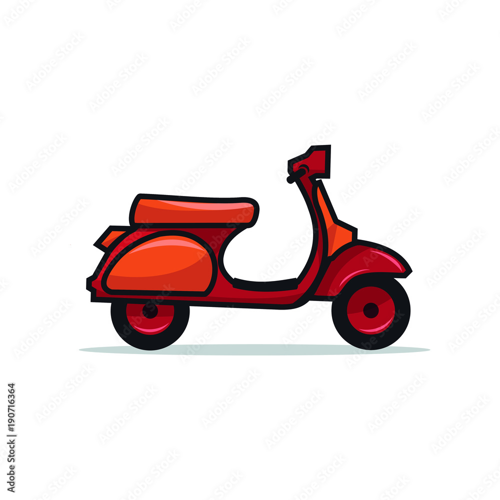 Red Scooter Vintage Logo and Illustration