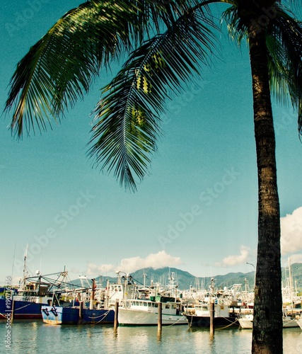 vintage fishing fleet moored in the tropical city of Cairns Australia