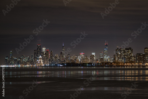 Obraz na płótnie Chicago on a Very Cold Night w salonie