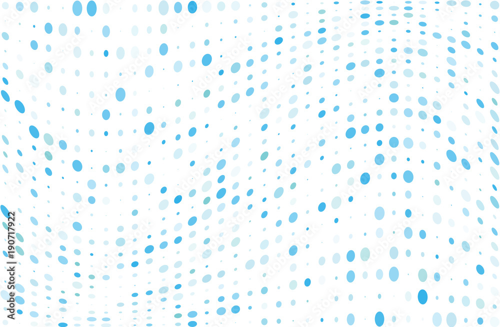 Wavy dotted pattern with circles, dots, point small and large scale.  Grunge halftone background. Digital gradient.