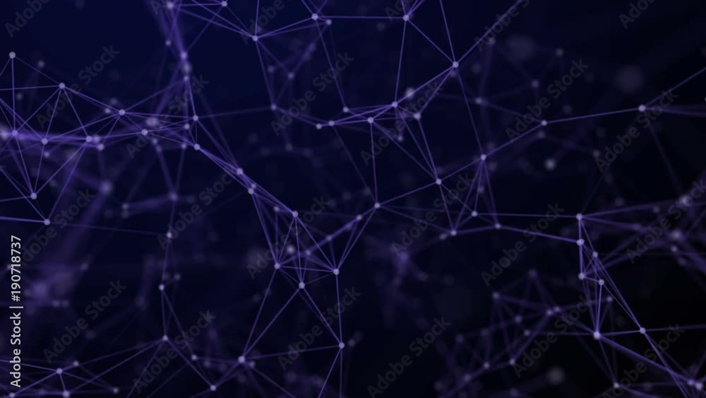 Abstract technology background from animated lines and dots. Looping seamless space geometrical backdrop
