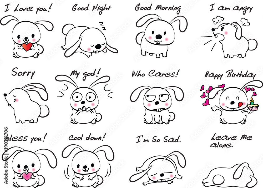 cartoon rabbit set cartoon rabbit set