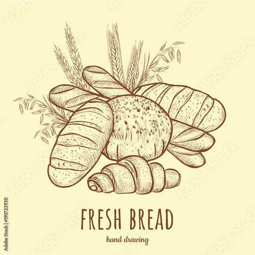 Fresh bread vector illustration. bakery products. 