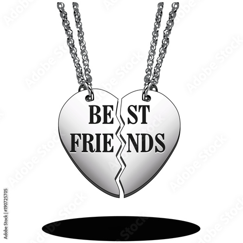 Best Friends metallic heart halves on chains