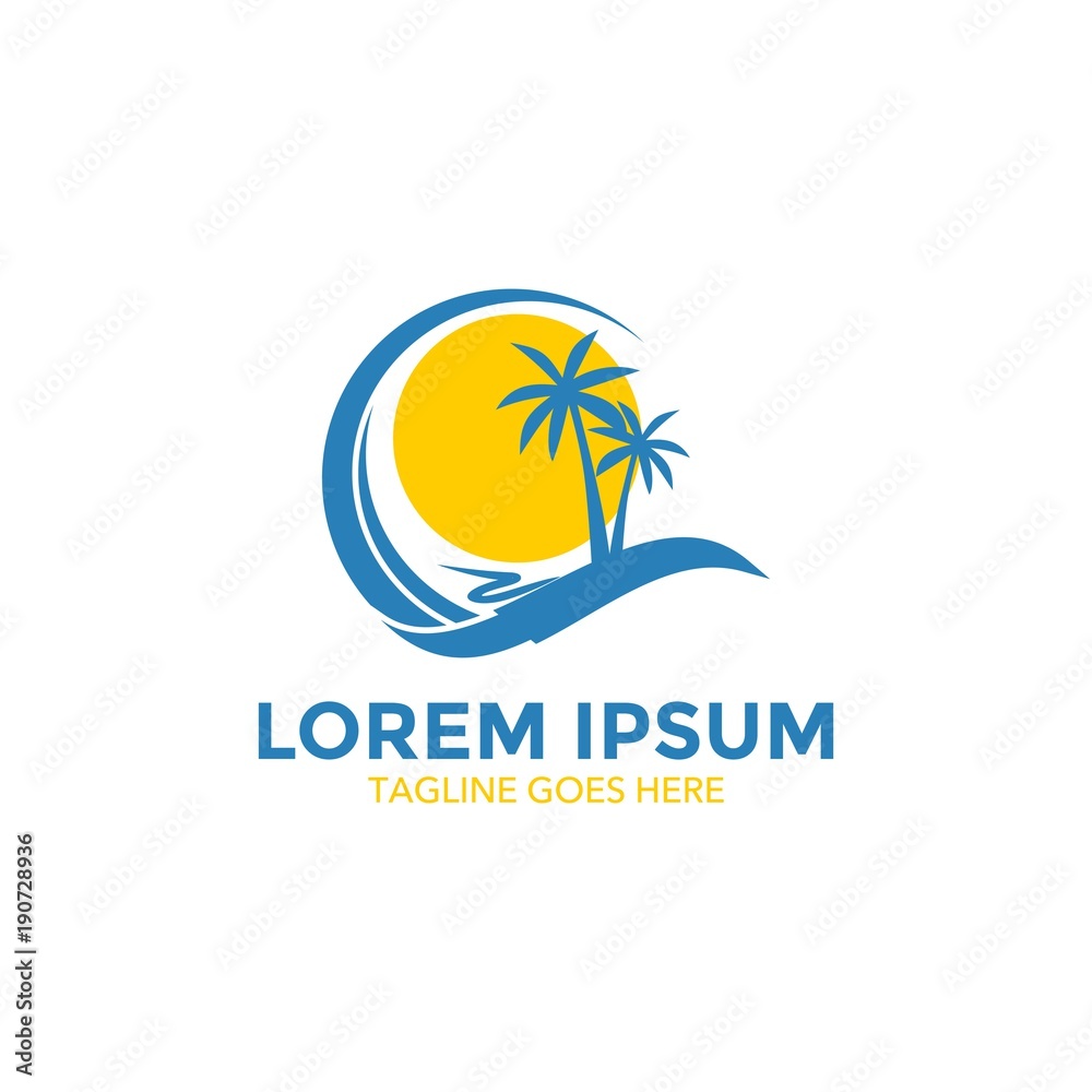 Unique resort Logo. Home illustrations with beautiful scenic backdrops. icon