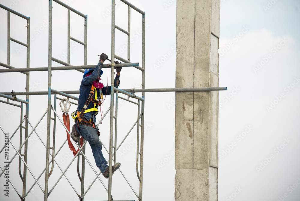 custom made wallpaper toronto digitalConstruction worker working on scaffolding in construction site