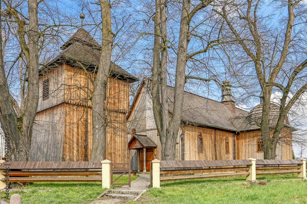 Fototapeta premium LAPANOW, POLAND - APRIL 09, 2017: Wooden church
