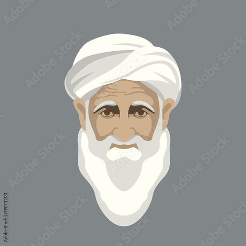 Arab old man face vector illustration flat style  front