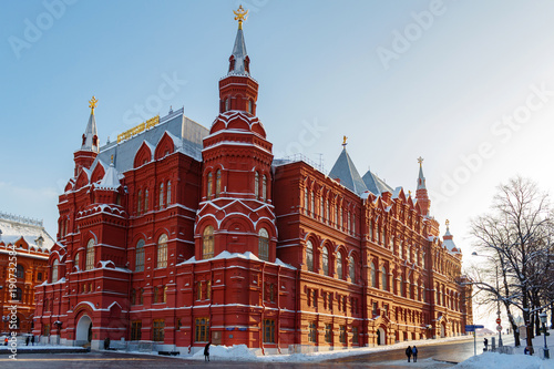 Building of the State Historical Museum on Red square. Moscow in winter