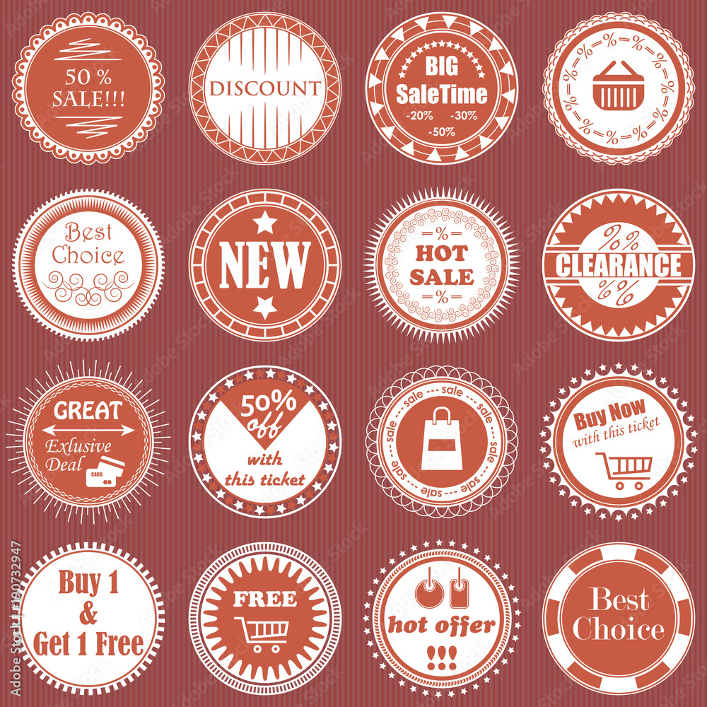 Obraz premium Big vintage sale labels collection. Design elements, labels, badges and icons for sale