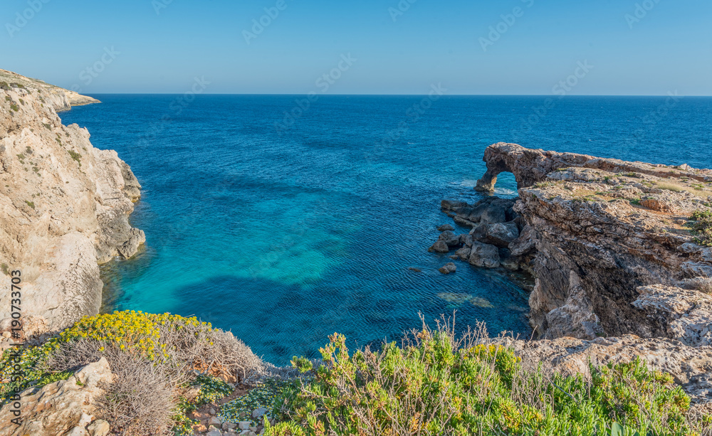 Natural Arch in Ras Hamrija along the Southern Coast of Malta