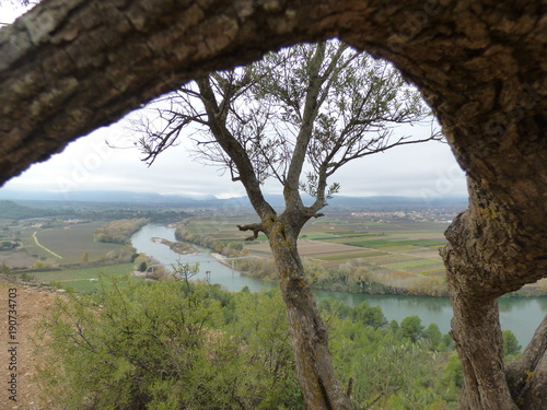 Paisaje de Tivisa desde Poblado Ibérico del Castellet de Banyoles, en la Ribera de Ebro (Tarragona,España)  photo