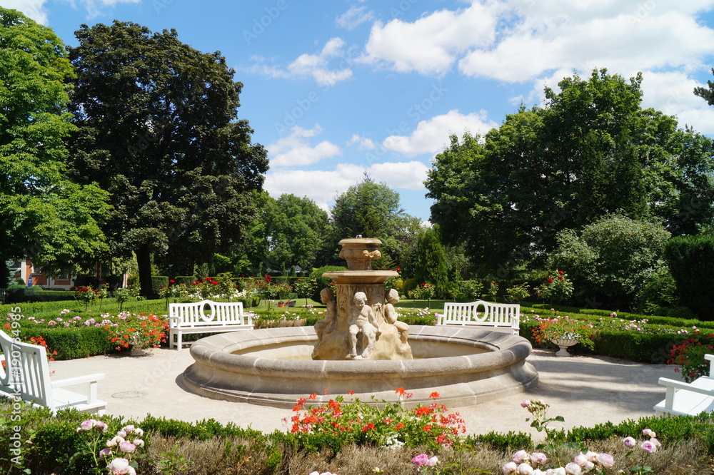 Beatiful fountain in garden - Museum - Villa Edward Herbst - Lodz,Poland
