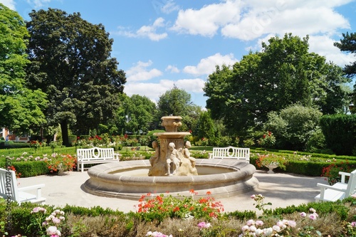 Beatiful fountain in garden - Museum - Villa Edward Herbst - Lodz,Poland 