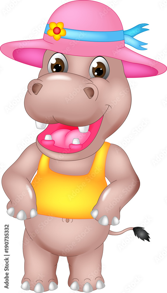 funny hippo cartoon standing with laughing funny hippo cartoon standing with laughing