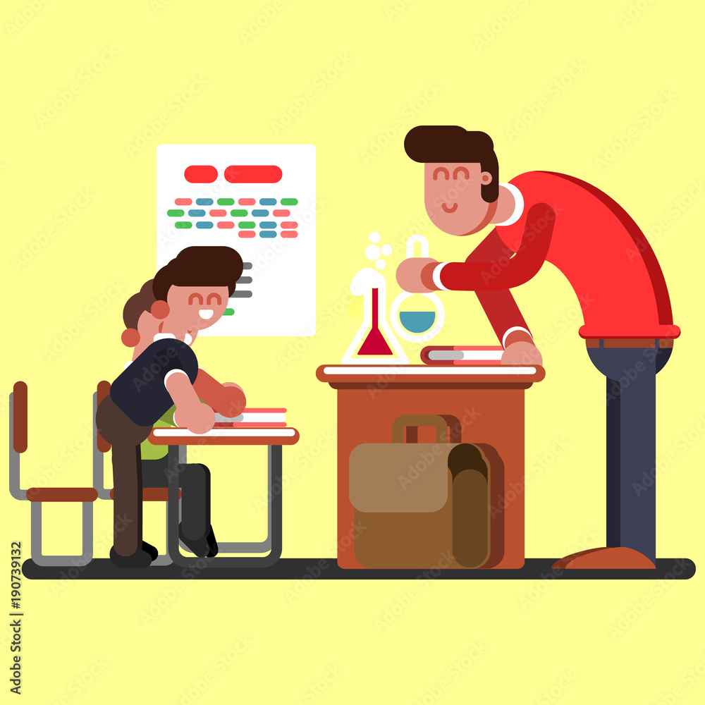 Fototapeta premium Two boys on chemical classes