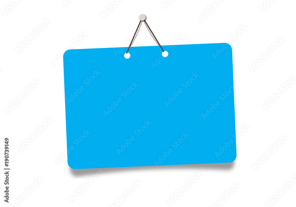 blue sign hanging on white background blue sign hanging on white background