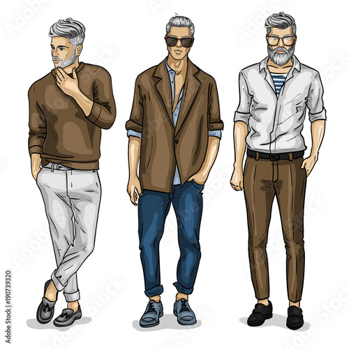 Vector young man models
