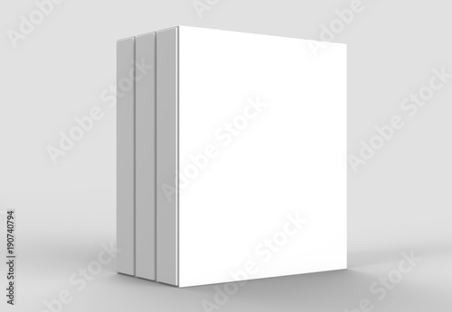 Square slipcase book mock up isolated on soft gray background. 3D illustrating.