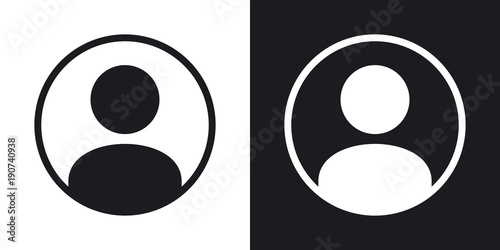 Vector user icon. Two-tone version on black and white background photo