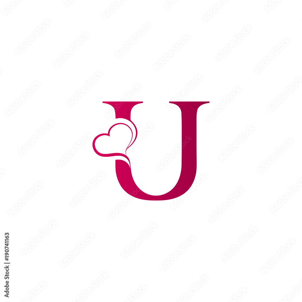U letter logo with heart icon, valentines day concept Stock Vector ...