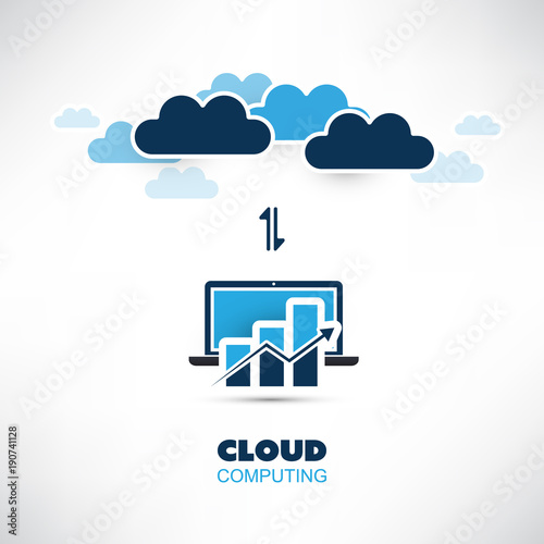 Financial Success, Cost Effective Online Business Management in the Cloud - Technology Design Concept, Vector Illustration