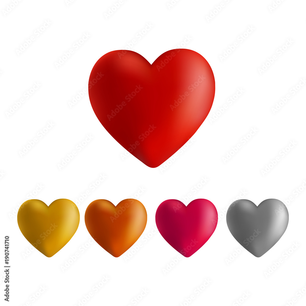Set of realistic heart. Valentine's day symbol