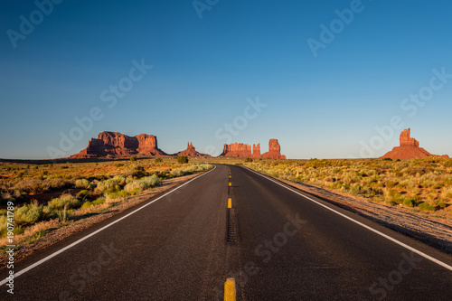 Empty scenic highway in Monument Valley