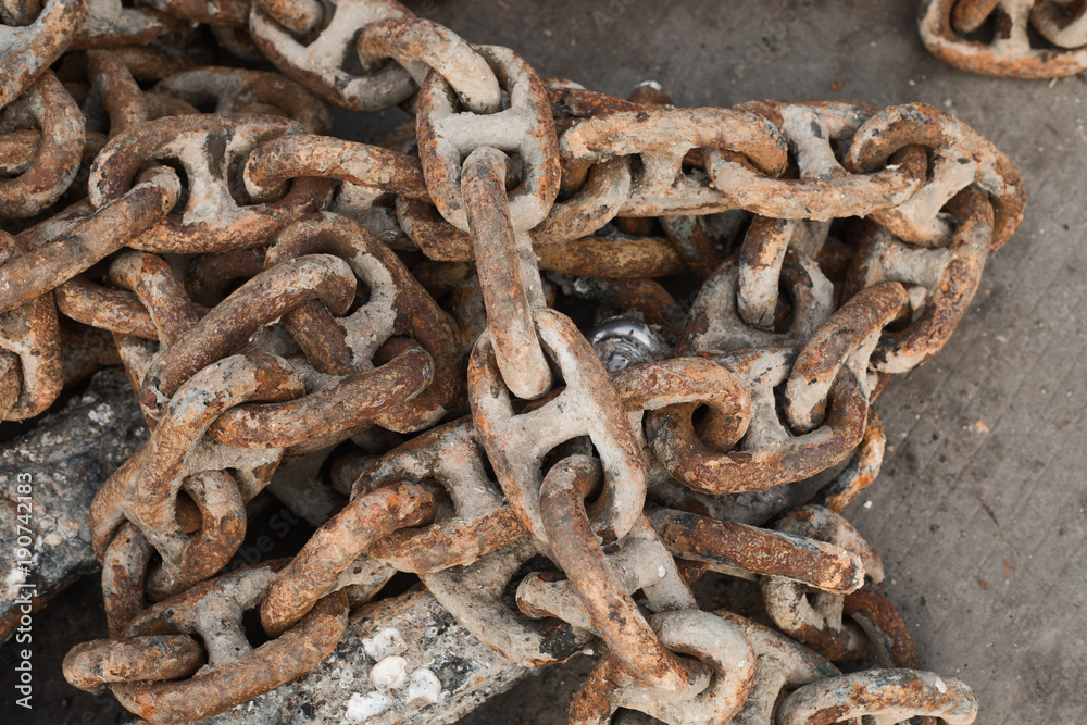 Old rusty chain at sea port; close-up Old rusty chain at sea port; close-up