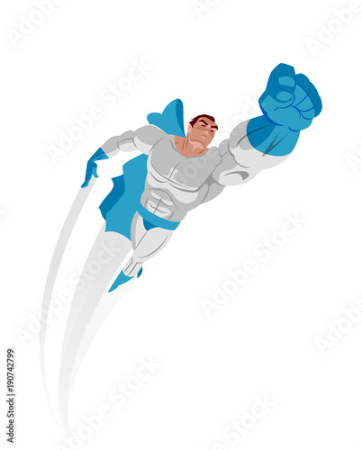 Poster. Superhero flying up.