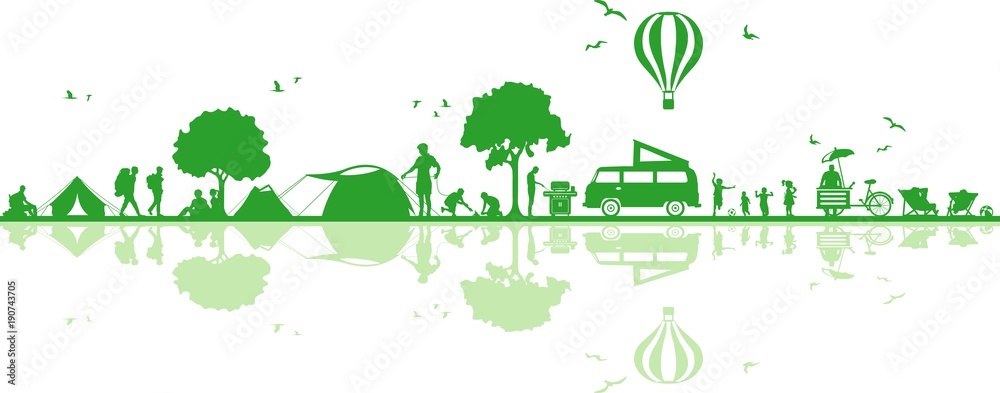 Silhouette Zeltplatz