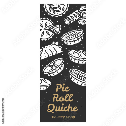 Meat pie, roll, quiche banner illustration