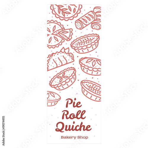 Meat pie, roll, quiche banner illustration