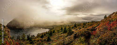 Canvas Print Clouds on the East Coast Trail in Newfoundland, Canada.