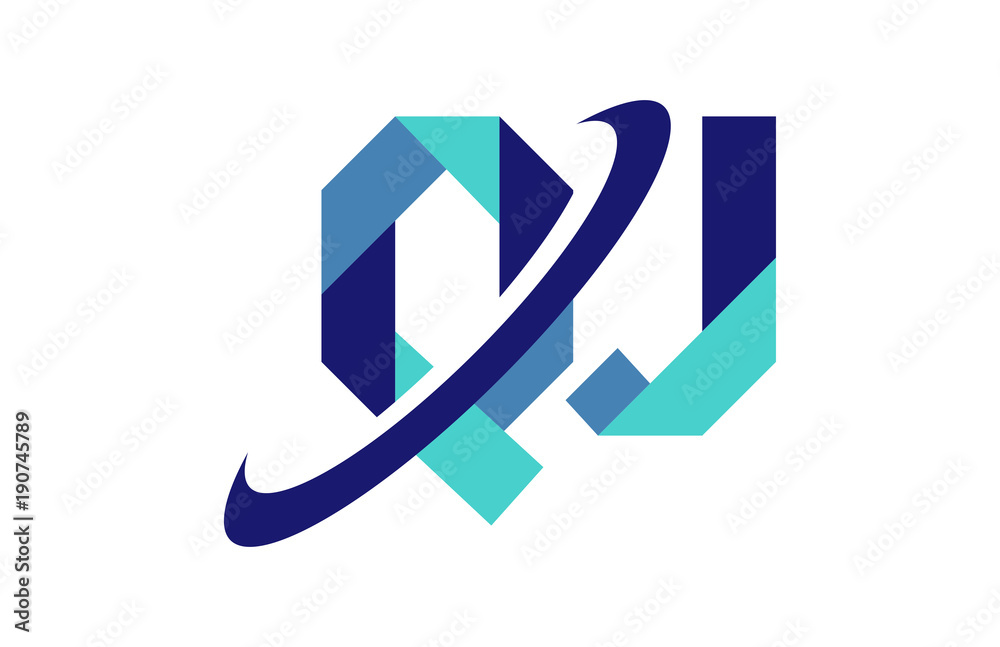 QJ Ellipse Swoosh Ribbon Letter Logo QJ Ellipse Swoosh Ribbon Letter Logo