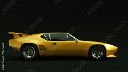 Orange 70s Sports Car 3d illustration © paul