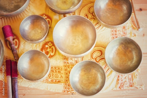 Tibetian singign bowls. Healing sound.