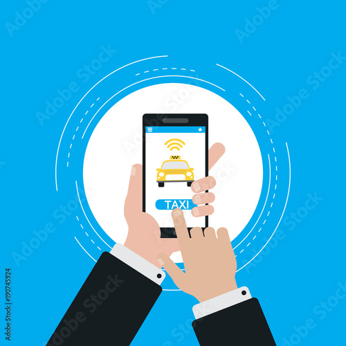 Taxi service smartphone application flat vector illustration design for web banners and apps