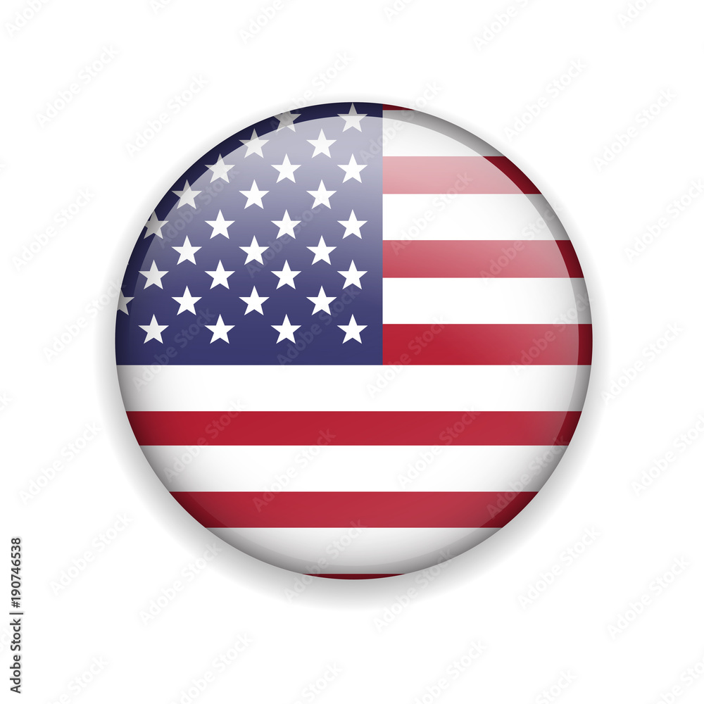 Vector glossy button with american flag Vector glossy button with american flag