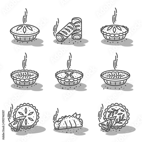 Meat pie, roll, quiche illustration