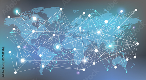 worldwide network concept - data, management, analysis & resources: vector illustration
