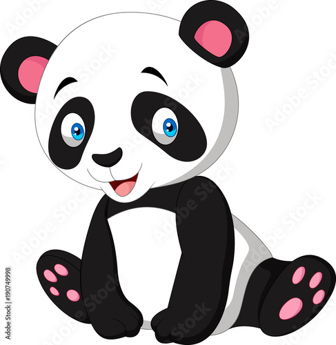 Cartoon cute panda isolated on white background