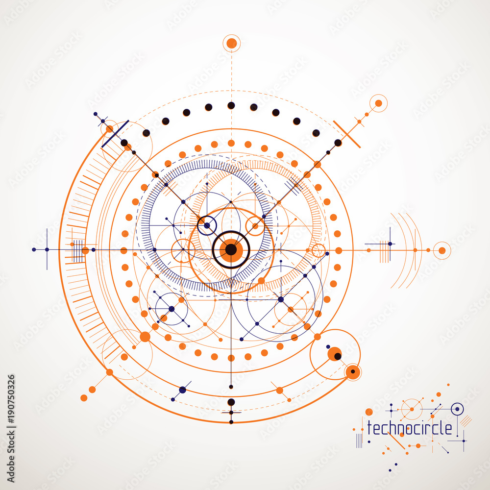 Engineering technological vector wallpaper made with circles and lines. Modern geometric composition can be used as template and layout. Abstract technical background. Engineering technological vector wallpaper made with circles and lines. Modern geometric composition can be used as template and layout. Abstract technical background.
