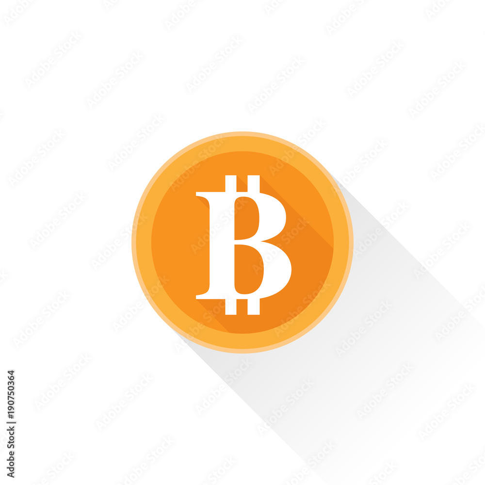 Bitcoin sign icon in flat color style. Bitcoin sign icon in flat color style.