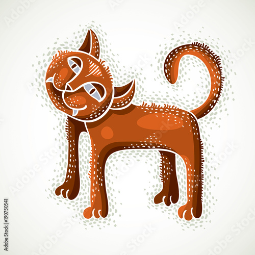 Cute cartoon doodle red cat...