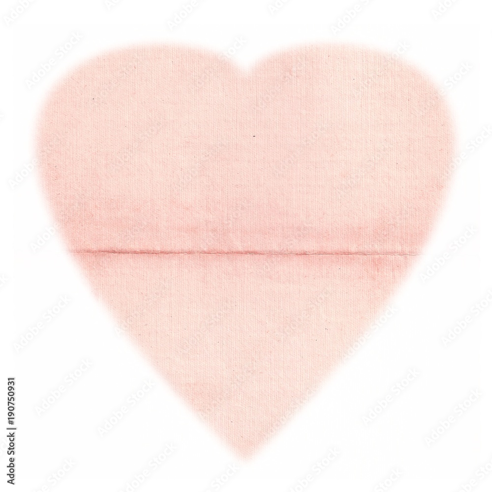 HEART-Shaped Original Antique PAPER isolated on White Background, gradient edges, with space for your design or text. 