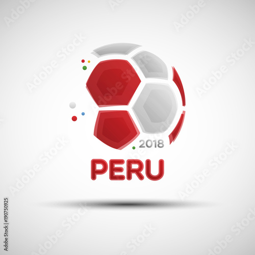 Abstract soccer ball with Peruvian national flag colors